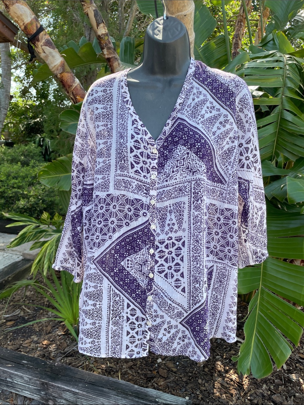 Lucky brand bandanna, print blouse